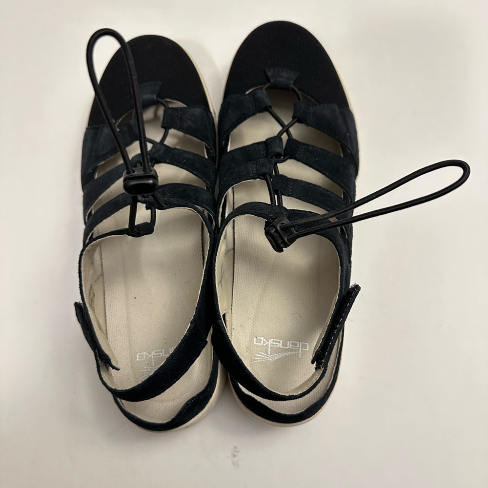 Dansko Women's Riona Black Suede Ghillie Sandal - Picture 10 of 16